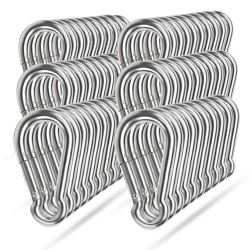60 Pack M5 Spring Snap Hooks, 304 Stainless Steel Metal Clip Rope Connector Quick Link Clip Key Chain Link Buckle for Hammock Swing Set Outdoor Travel Camping Fishing Hiking (1.97inches(M5)-60pcs)