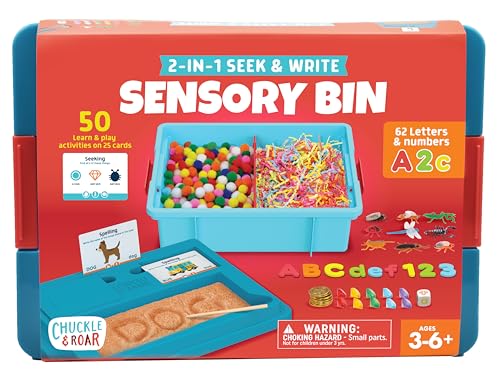 Chuckle & Roar - Sensory Bin - Tactile Learning for Toddlers - Montessori Preschool Activities - Plastic Storage Bin for Travel - Kids Activity Set