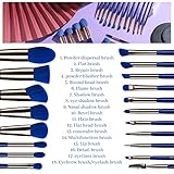 BS-MALL Makeup Brushes Premium Synthetic Foundation Powder Concealers Eye Shadows Makeup 18 Pcs Brush Set，Dark Blue with case