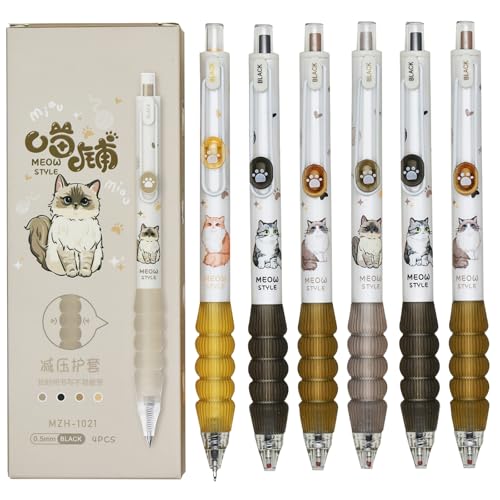 Maydahui 12 PCS Cute Cat Rollerball Gel Pens Novelty Cartoon Animal Pen Aesthetics Pens Kawaii Kitty Paw Black Ink for School Party Office