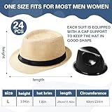 24 Pack 1920s Fedora Hats Bulk for Men Short Brim Sun Panama Hats for Women Party Costume, Circumference 60 cm(Beige)