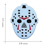 KLORIZ 3 PCS Killer Jason Mask Embroidered Iron On Patches Camp Crystall Lake Horror Movie TV Halloween Applique