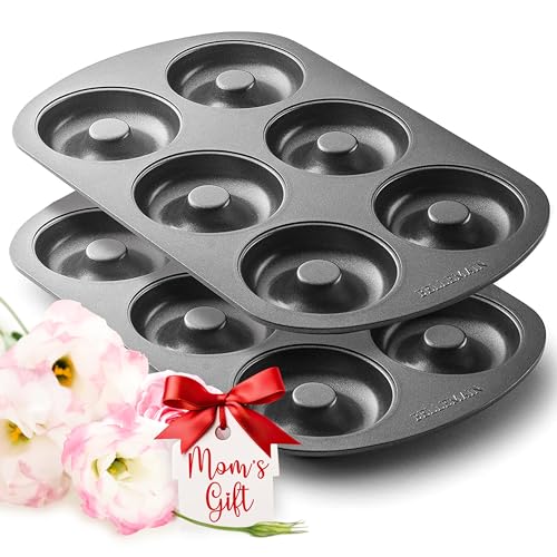 Bellemain Premiere Donut Pan for Baking | Nonstick 12.5 x 8.5” Doughnut Pan with 6-Doughnut Molds | Steel Donut Trays | Make Perfect Bagels and Cake Donuts (2)