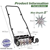 Suchtale 18-Inch Push Spike Aerator, Heavy Duty Rolling Lawn Aerator, Rotary Spike Lawn Aerator, Manual Lawn Aeration Equipment with Steel Handle, Suitable for Lawn, Garden, and Yard Grass Aeration