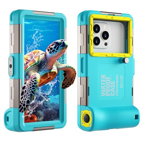 𝟐𝟎𝟐𝟓 Latest Upgrade Universal Waterproof Phone Case for Snorkeling and Diving Underwater Phone Case for iPhone 16/15/14/13/12/11 Pro Max Galaxy S25/S24/S23/S22 Ultra Plus etc Diving Case -Blue