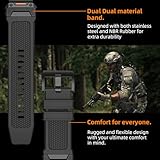 Special Forces Ultra Bands 26mm Designed for Garmin Fenix 5X/Fenix 6X/Fenix 7X Band,Quick Release Durable NBR Rubber Watch Band for Fenix 5X Plus/Fenix 3/Fenix 6X Pro/Descent (26MM, Black)