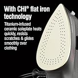 CHI Mini Steam Iron for Clothes, Sewing, Crafting and Travel with Titanium Infused Ceramic Soleplate, 1000 Watts, XL 10’ Cord, 3-Way Auto Shutoff, Portable, Vacation Essentials, Black (13120)