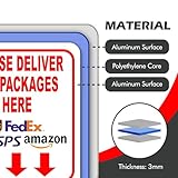 Please Deliver All Packages Here Arrows Aluminum Composite Sign - Delivery Instructions for My Packages from Amazon, FedEx, USPS, UPS, Indoor Outdoor Signs for Home, Office, Work, 8.5"x10"