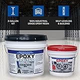 Clear Epoxy Resin Coating for Floors & Counter Tops, 100% Solids, Self Leveling - 3 Gallon Kit