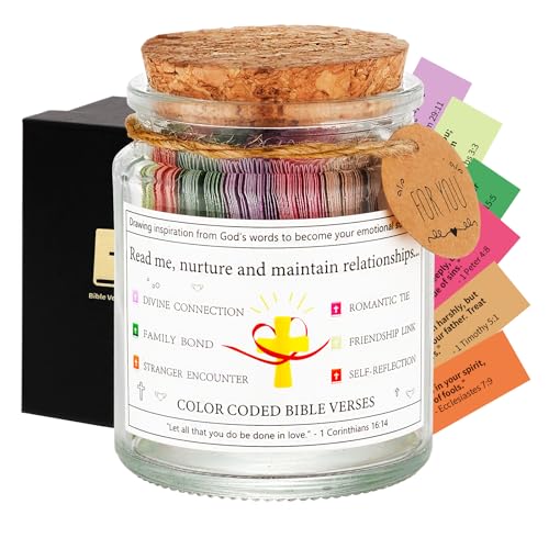 Bible Verse Jar,Bible Prayer Scripture Cards Jar-Christian Gifts For Women Men Teen Friends,Birthday Gifts For Women Grandma Mom Sister,Church Religious God Spiritual Growth & Interpersonal Connection