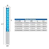 PCB Milling Cutter 1/4" Shank Carbide Corn End Mill Blue Coated Milling Bit for Wood Plastic Cutter CNC Milling Tool(6.35x22x50L)