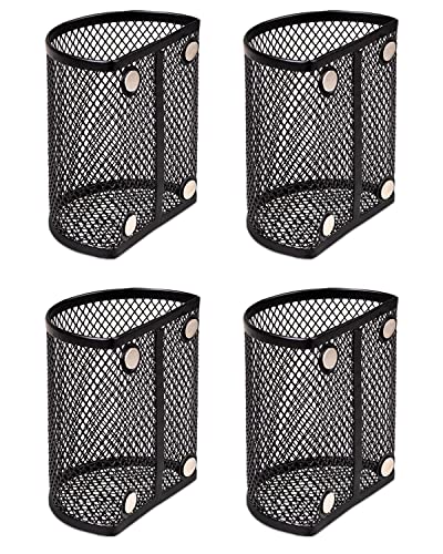 QYH Magnetic Pen Holder 4 Pack Pencil Locker Organizer Accessories for School and Office, Black