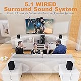 Bobtot Surround Sound Systems 1400 Watts Peak Power Home Theater Speakers - 12" Subwoofer Strong Bass 5.1 Wired Loud Stereo Audio System with Bluetooth HDMI ARC Optical Input for TV