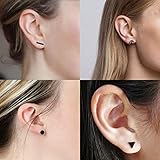 925 Sterling Silver Stud Earrings for Women Men|Hypoallergenic Earrings Stud|4 Pairs Black Stud Earrings Set for Women