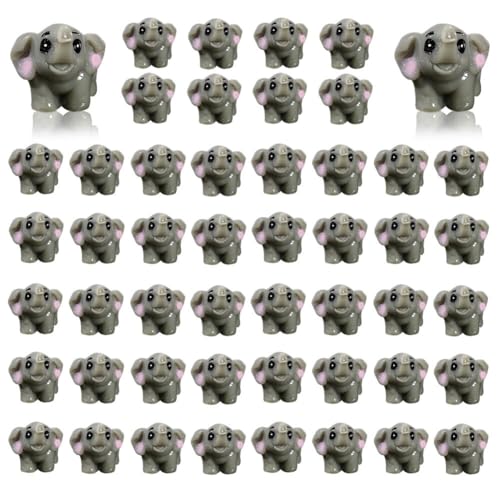 Yuthsona 50PCS Mini Safari Jungle Animals Figurines Resin Elephant Wild Animal Miniature Figurines Fairy Garden Accessories for Moss Landscape DIY Terrarium Home Decor (Elephant)
