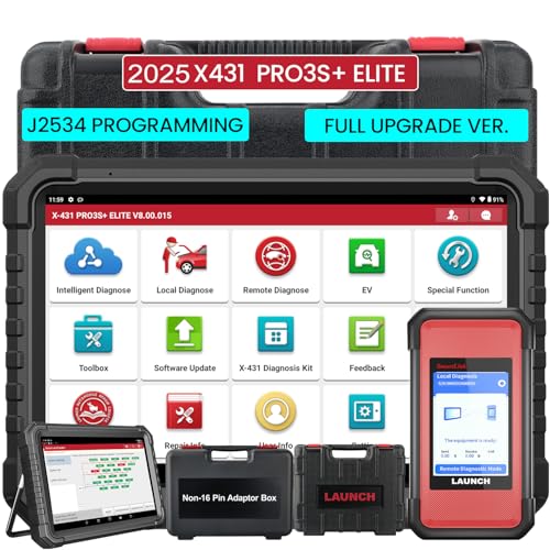 LAUNCH X431 PRO3S+ Elite, 2025 All-in-One Bidirectional Scan Tool with J2534,HD Trucks Scan, Topology Map, 60+Service,Online Coding Full Function Scanner, CANFD/DoIP/D-PDU/CAN 2.0, FCA, 2 Yrs Update
