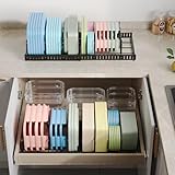 Expandable Food Container Lid Organizer,Large Capacity Adjustable 8 Dividers Detachable Lid Organizer Rack for Cabinets, Cupboards, Pantry Shelves, Drawers Keep Kitchen Tidy,Black 10.2”wide,3.6 Pound.