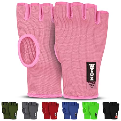 WYOX Boxing Hand Wraps Inner Gloves Men Women, Half Finger Under Mitts with Elasticated Bandages for Fist Protection, Ideal for Muay Thai, Kickboxing, MMA, and Martial Arts, Perfect for Training
