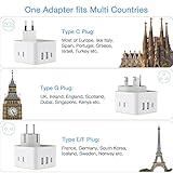 TESSAN All European UK Travel Plug Adapter Kit, International Detachable Converter with 3 Outlet 3 USB Charger (1 USB C), Type C/G/E/F EU Ireland Power Adaptor, US to Europe Italy Spain France Greece