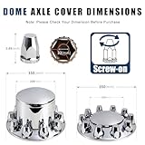 Wehymne Axle Wheel Covers for Semi Truck - 2 Front and 4 Rear Hub Covers with 33mm Thread-On Chrome Lug Nut Covers for Semi Truck (Installation Tool Included)