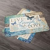 Counterart Live Laugh Love Butterfly Set of 4 Reversible Plastic Placemats Made in The USA