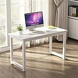 Tribesigns Modern Simple Computer Desk, 47 inch Office Desk Computer Table, Study Writing Study Desk for Home Office, White