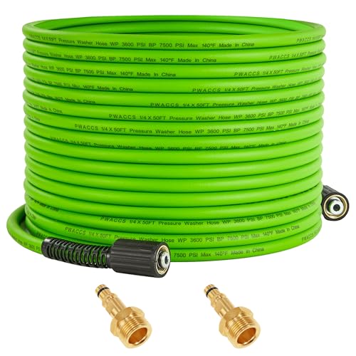 PWACCS Pressure Washer Hose 50 FT x 1/4", Power Washer Hose Kink Resistant, High-Pressure Washing Extension Hoses with M22-14mm Fittings, Compatible with Karcher K2, K3, K4, K5, K6, K7