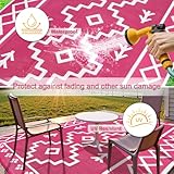 Uphome Outdoor Rugs 8x10 Waterproof, Reversible Hot Pink Boho RV Camping Rug, Patio Plastic Straw Outside Rug, Large Foldable Outdoor Mat Carpet for Backyard Deck Pool Balcony Picnic Beach, 8'x10'