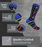 Marino Mens Dress Socks - Colorful Funky Socks for Men - Cotton Fashion Patterned Mens Socks - 6 Pack - Spunky Collection - 9-11