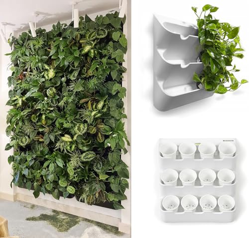 BOXSAND-12 (24"x26") Living Wall - Vertical Wall Planter, Vertical Garden for 12 Plants, Indoor/Outdoor, 2 Screws Install (White)