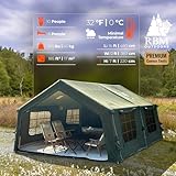 Rbm Outdoors Koala Coody Inflatable Tents for Camping with Stove Jack, Luxury Camping Tents, 2-10 Person Canvas Blow Up Tent, Easy Setup Glamping Casa de Campaña Inflable with Pump (Khaki, Large-7)