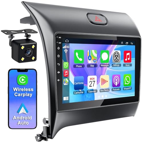 Alikali 9 inch Car Stereo with Carplay Android Auto fit for Kia Forte 2013-2018 Double Din Android 13.0 Touch Screen Car Radio Receiver w/WiFi GPS Navigation Bluetooth Backup Camera - 2+32G