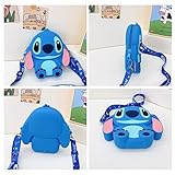 Kawaii Stitch Crossbody Bag with Adjustable Shoulder Strap, Handbag with Zipper Cute Anime Stitch Coin Wallet Purse Shoulder Bag Coin Pouch Accessories Money Bag for Students Teens Girls Boys -Blue