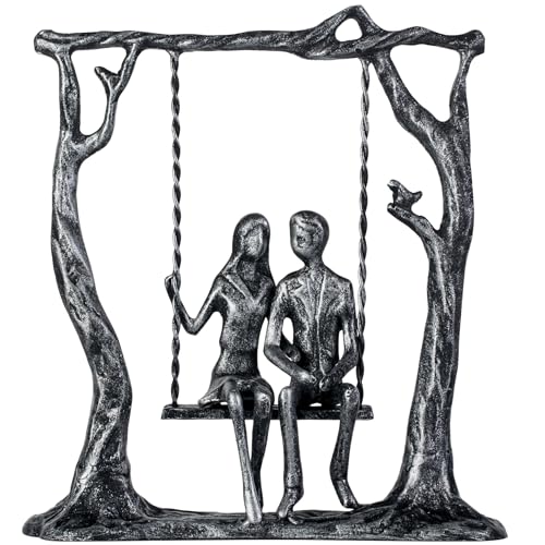 SENNESY 6th Anniversary Iron Sculpture Gift – Romantic Couple Statue for Her, Handcrafted Black Metal Decor – Wedding, Valentine’s, Birthday Keepsake