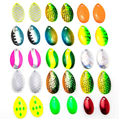Dr.Fish 30 Pack Fishing Indiana Spinner Blades Kit Lure Making Supplies for Spinnerbaits Walleye Rig Crawler Harness Lures for Trout Salmon Bass #2,#3,#4