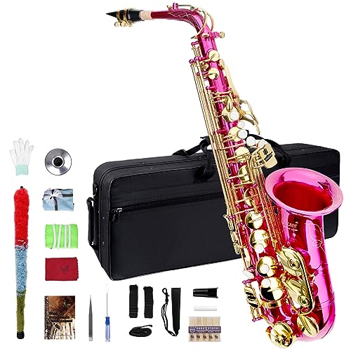 Eb Alto Saxophone - Student & Adult Beginner Sax, Pink