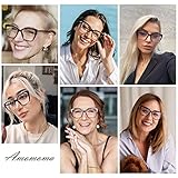 AMOMOMA Trendy TR90 Oversized Blue Light Reading Glasses Women,Stylish Square Cat Eye Glasses AM6031 C1+C6 1.5 x