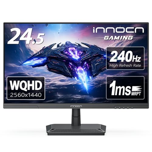 INNOCN 24.5" Gaming Monitor 1440p 240Hz QHD 2K PC Desktop Gaming Fast IPS HDMI 2.1 Display, DisplayPort, 1ms, Built-in Speaker, 25G2S