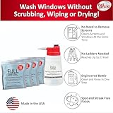 Full Crystal Window Cleaning Kit- 1 LB Glass Cleaner and Bottle with 27ft Reach will clean up to 80 Windows- Scrub Free, Rinse Free Glass Cleaner Spray Removes Dirt, Grime and Water Deposits