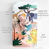 Rookie Humans 100% Cotton Sateen Fitted Crib Sheet: in The Savanna Safari. Modern Nursery, Use as a Photo Background for Your Baby Pictures. Standard Crib Size (52 x 28 inches)