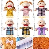 6 Pcs Family Hand Puppets 12 Inch Grandparents, Mom & Dad, Brother & Sister Plush Hand Puppet Toys Role-Play Toy Puppets for Kids Storytelling Imaginative Pretend Play Teaching Preschool(6 Family A)