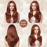 LONAI Copper Red Wigs for Women 24" Long Red Middle Part Layered Wig Synthetic Hair Wig for Daily Use Party Cosplay