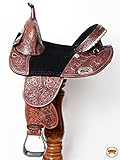 HILASON Dark Brown 15 in Western Horse Treeless Trail Barrel American Leather Saddle | Horse Saddle | Western Saddle | Treeless Saddle | Saddle for Horses | Horse Leather Saddle