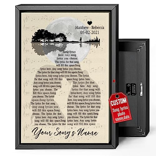H-DEWALL Customized Canvas With Frame, Gifts For Boyfriend, Personalized Poster, Create Your Own Name, Date, Anniversary Wall Decor For Couples, Ideal For Bedroom Decorations