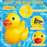 Hungdao 4 Feet Giant Inflatable Duck Huge Rubber Duck Large Blow up Pool Float for Kids Summer Beach Swimming Pool Carnival Birthday Party Decoration(Yellow)