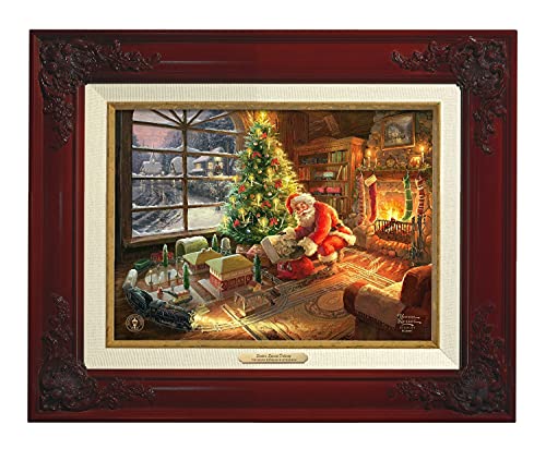 Thomas Kinkade Santa's Special Delivery - 9" x 12" Canvas Classics with Brandy Frame