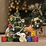 iLAND Dollhouse Christmas Decorations, 6 inch Mini Christmas Tree with Lights, Christmas Dollhouse Miniature of 1/12 Scale Accessories