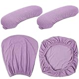 Tallew 4 Pcs Office Chair Covers Set Computer Universal Protective Stretchable Chair Seat Covers Desk Armrest Covers Slipcovers Pads Office Cushion Backrest for Rotating(Lilac Purple,Polyester)