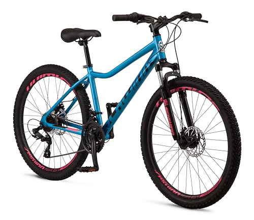 Schwinn High Timber ALX Mountain Bike for Adult Men Women, 26-Inch Wheels, 21-Speeds, Front Suspension, Aluminum Frame, Mechanical Disc Brakes, Blue