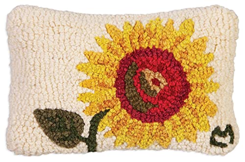 Chandler 4 Corners Artist-Designed Bright Sunflower Hand-Hooked Wool Decorative Throw Pillow - Flower Themed Pillow for Couches & Beds - Easy Care & Low Maintenance Floral, Garden Pillow